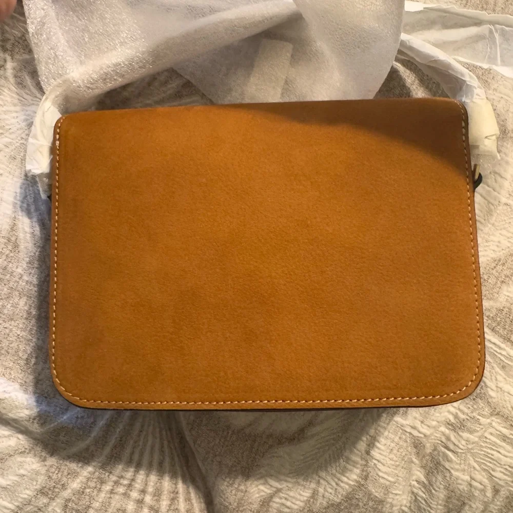 Celine Teen Triomphe Crossbody Bag in nabuck. Camel color - Picture 3 of 13